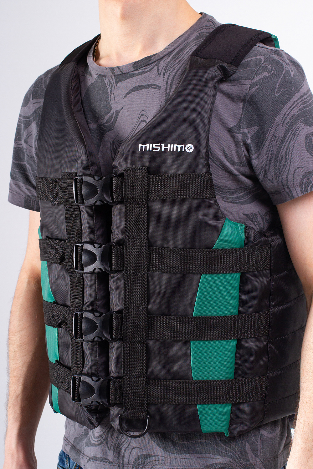 Жилет спасательный MISHIMO PRO Премиум качества Черно-зеленый в Астрахани