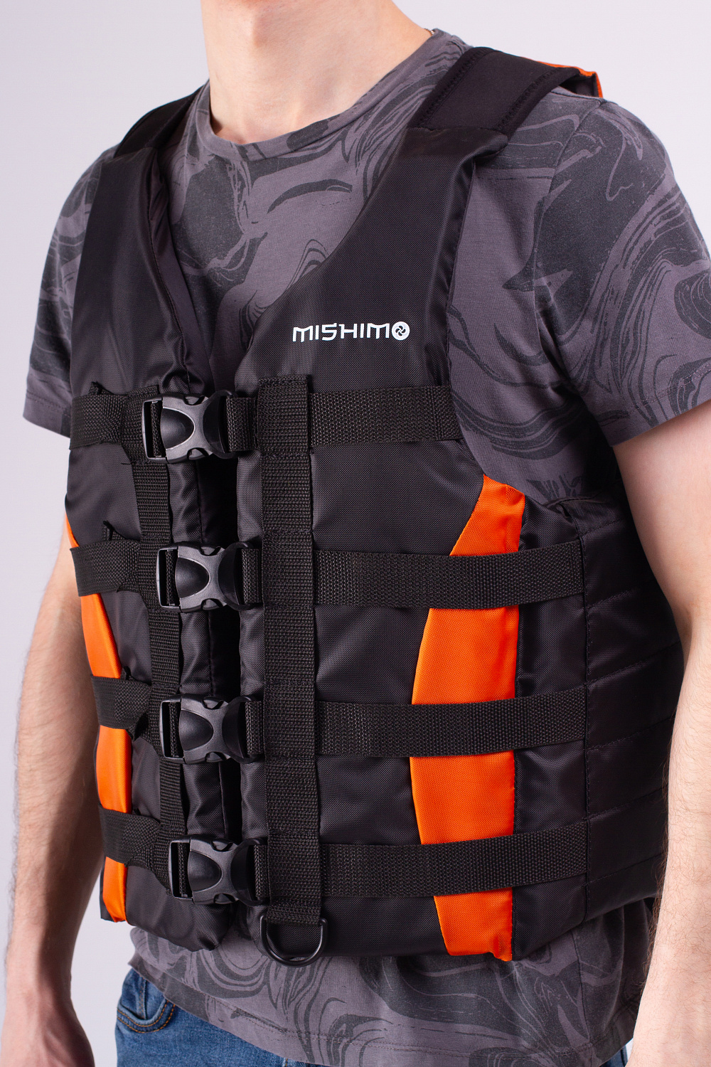 Жилет спасательный MISHIMO PRO Премиум качества Черно-оранжевый в Астрахани